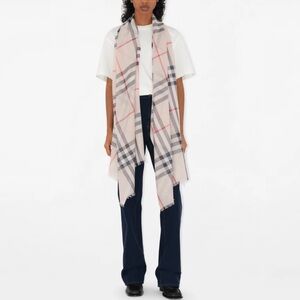 Burberry Giant Check Gauze Scarf stone